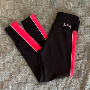 SoulCycle Pink‎ Tri Color Blocked Tight Leggings